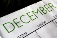 A close up of the december calendar