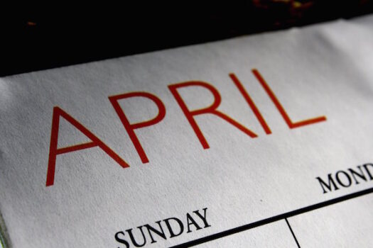A close up of the word april written on a calendar