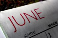 A close up of the word june on a calendar