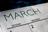 A close up of the word march written on a calendar