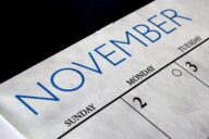A close up of the november calendar