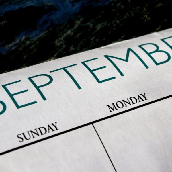 A close up of the word september written on a calendar
