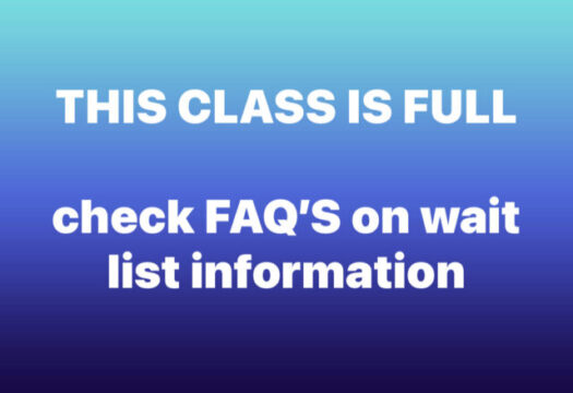 A blue and white graphic with the words " this class is full ".
